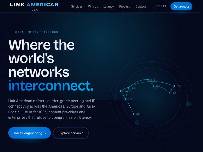 The website screenshot for http://linkamerican.net