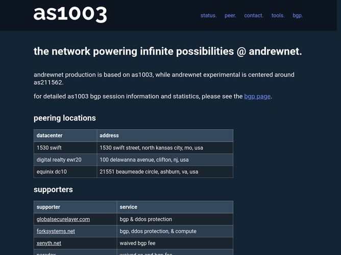 The website screenshot for https://www.as1003.net