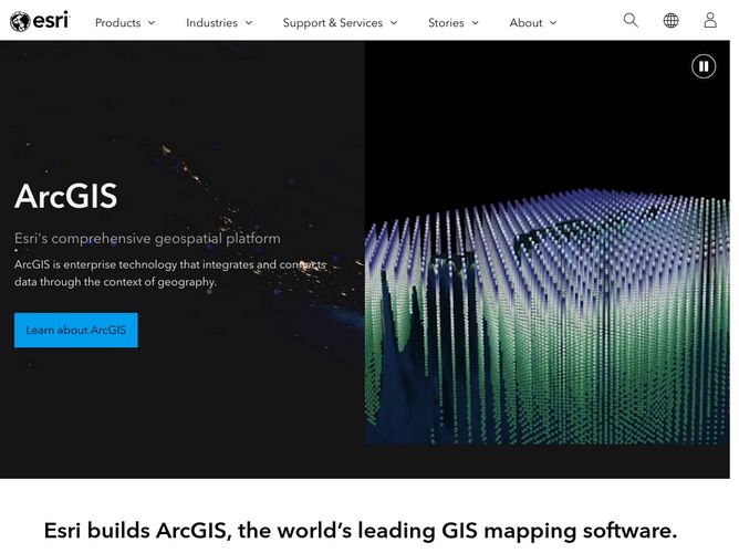 The website screenshot for http://www.esri.com/