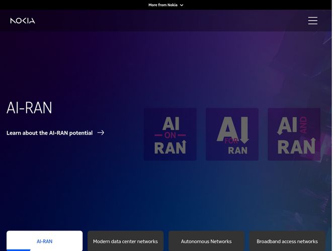 The website screenshot for http://nokia.com