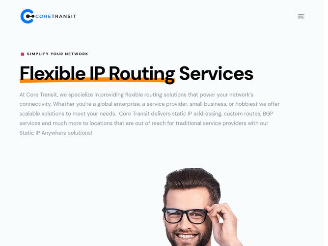 The website screenshot for https://www.coretransit.net