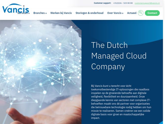 The website screenshot for http://www.vancis.nl