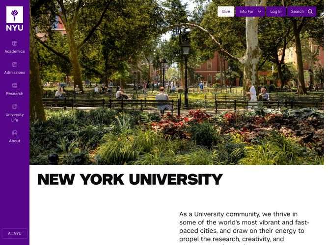 The website screenshot for https://www.nyu.edu