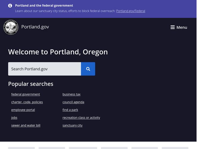 The website screenshot for http://www.portlandoregon.gov