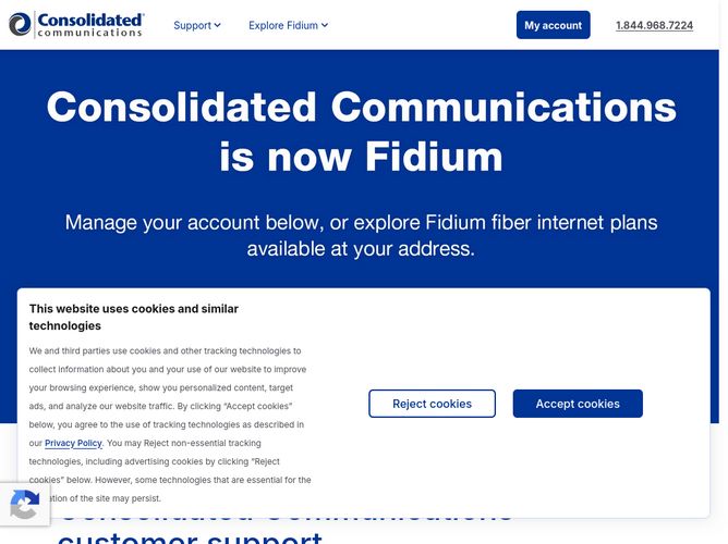 The website screenshot for https://www.consolidated.com