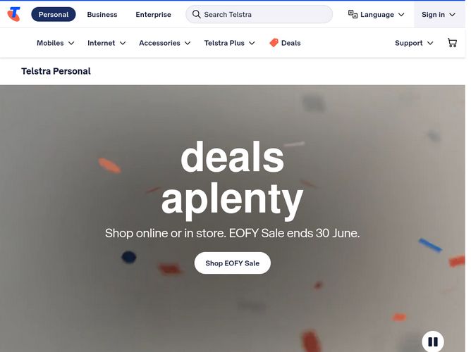 The website screenshot for https://www.telstra.com.au/