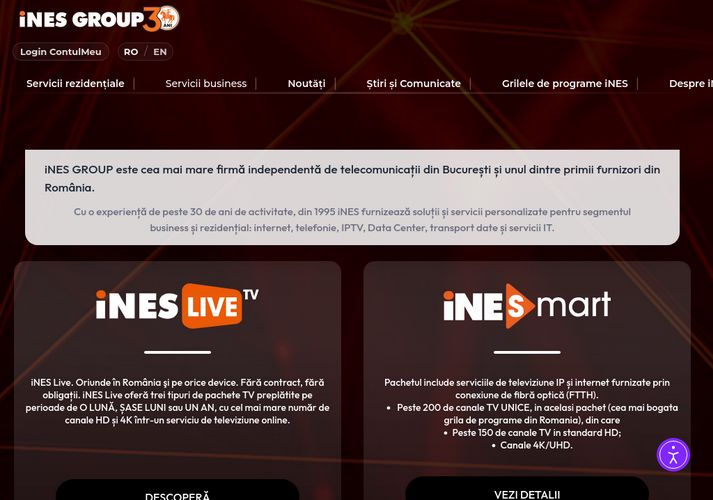 The website screenshot for http://www.ines.ro