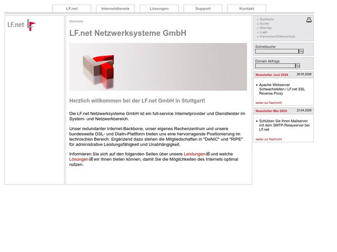 The website screenshot for https://LF.net