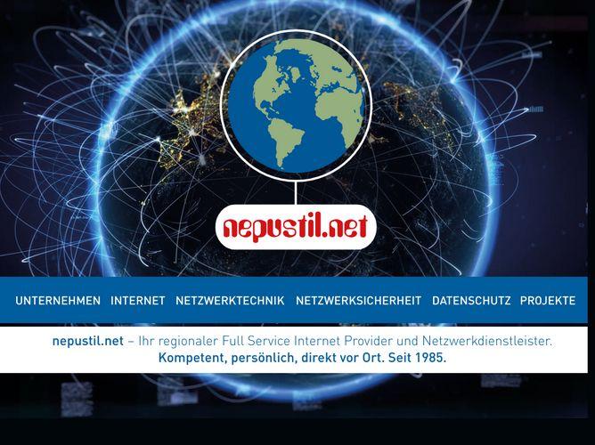 The website screenshot for https://nepustil.net/