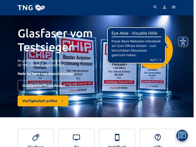 The website screenshot for https://www.tng.de