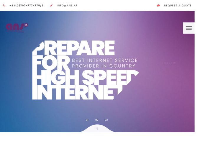 The website screenshot for http://www.ans.af