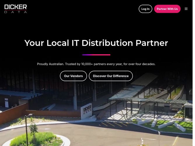 The website screenshot for https://www.dickerdata.com.au/
