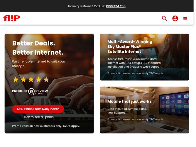 The website screenshot for https://www.flipconnect.com.au
