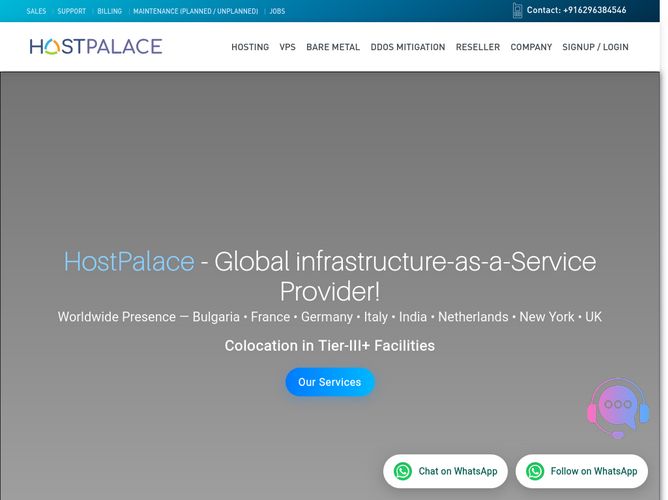The website screenshot for https://host-palace.com