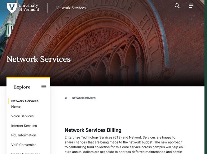 The website screenshot for http://www.uvm.edu/telcom