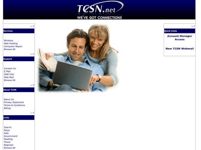 The website screenshot for http://tcsn.net