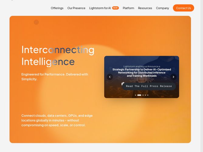 The website screenshot for http://www.lightstorm.net