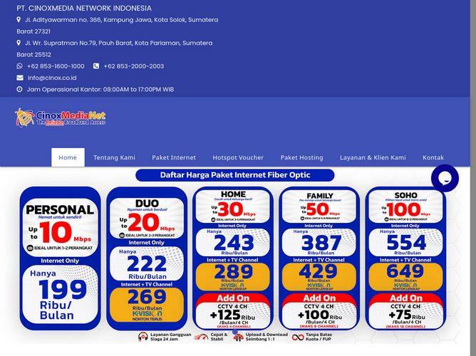 The website screenshot for http://cinoxmedianet.id
