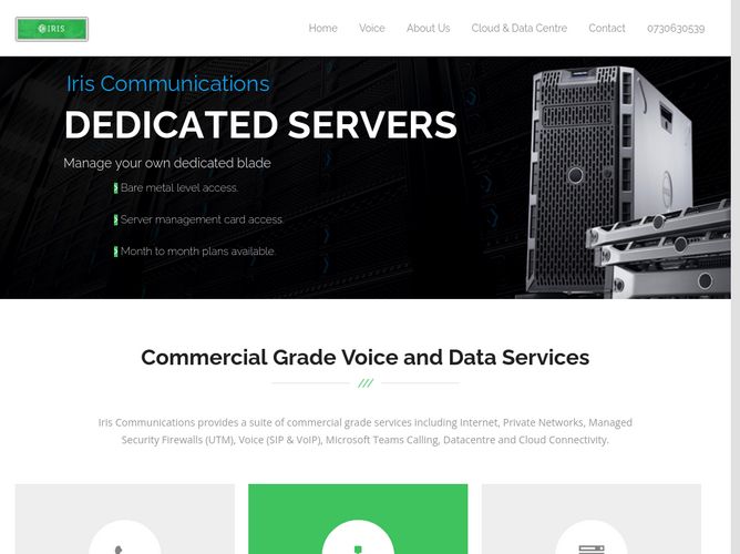 The website screenshot for https://iriscommunications.net.au/