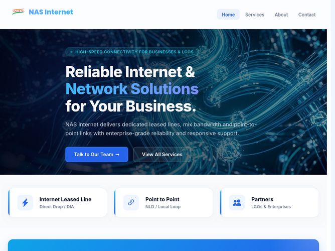 The website screenshot for https://nasinternet.com/