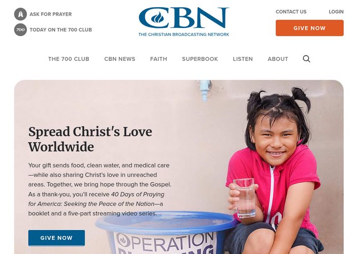 The website screenshot for http://cbn.org