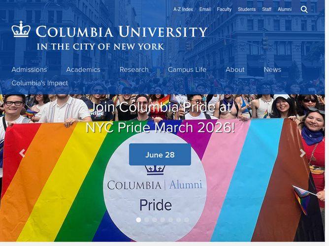 The website screenshot for https://columbia.edu/