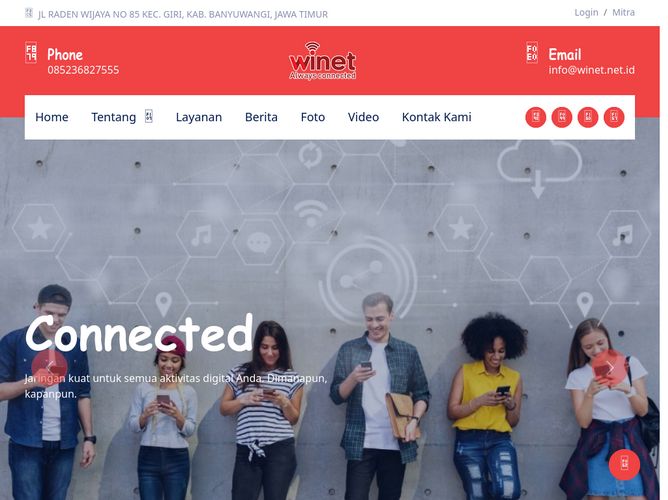 The website screenshot for http://winet.net.id