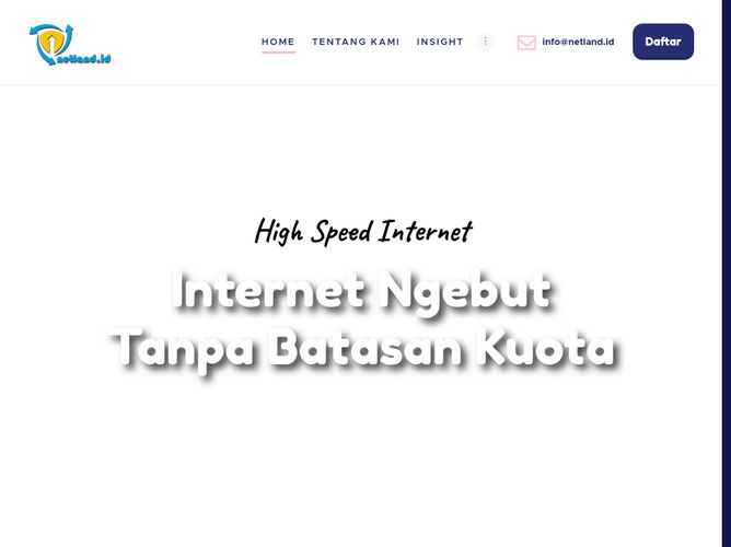 The website screenshot for https://www.netland.id