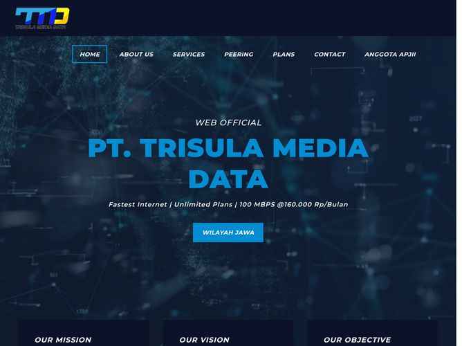 The website screenshot for http://www.trisuladata.net.id