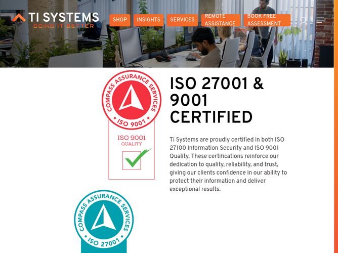 The website screenshot for http://tisystems.com.au