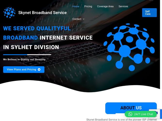 The website screenshot for https://www.skynet.com.bd/