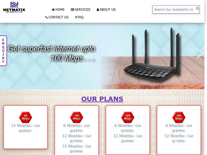The website screenshot for http://www.netmatixnetwork.com