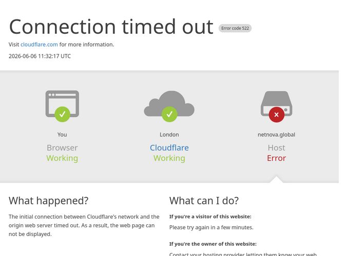 The website screenshot for https://netnova.global