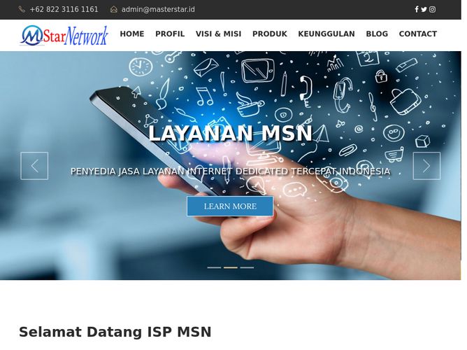 The website screenshot for https://masterstar.id/