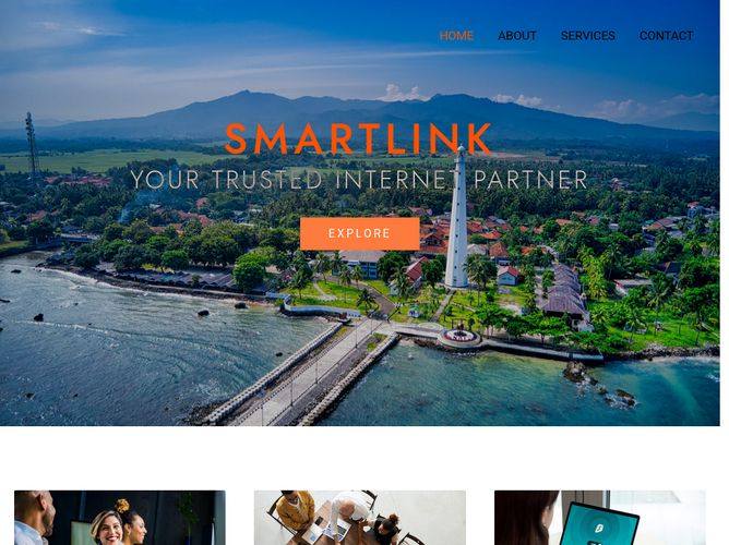 The website screenshot for https://smartlinknetwork.id/