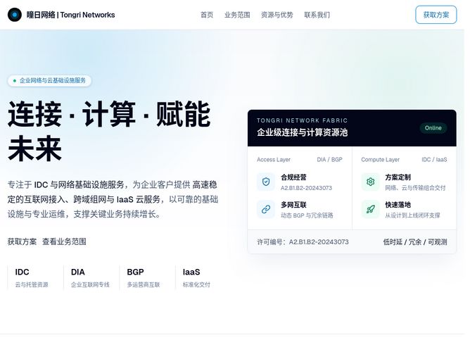The website screenshot for https://tongritech.com