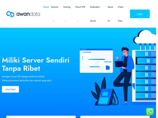 The website screenshot for https://awandata.co.id