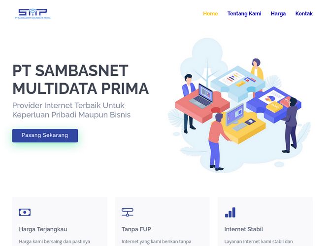 The website screenshot for https://snetprima.id