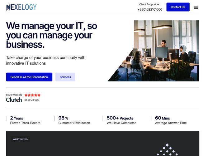 The website screenshot for https://www.nexelogy.com/