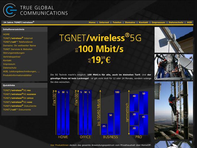 The website screenshot for http://www.tgnet.de