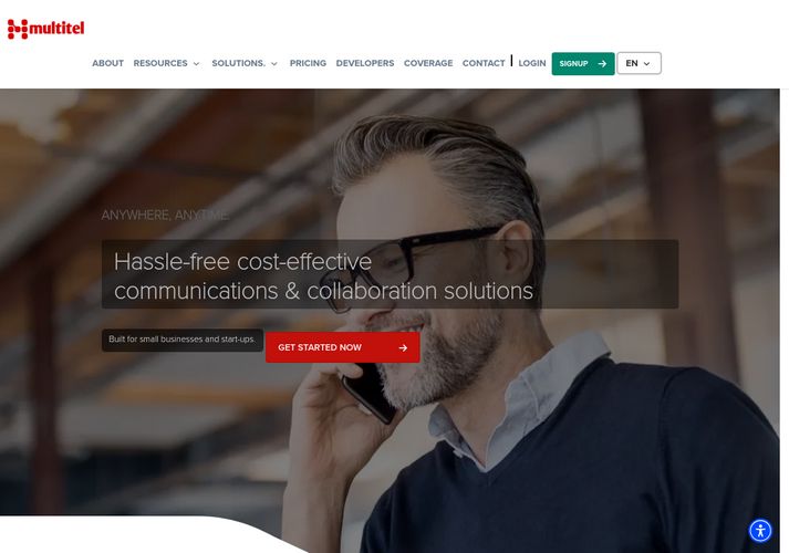 The website screenshot for https://multitel.net