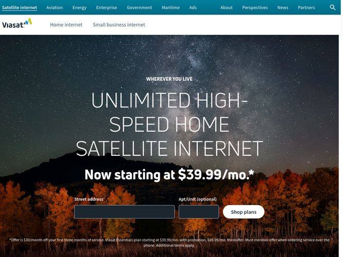 The website screenshot for http://viasat.com