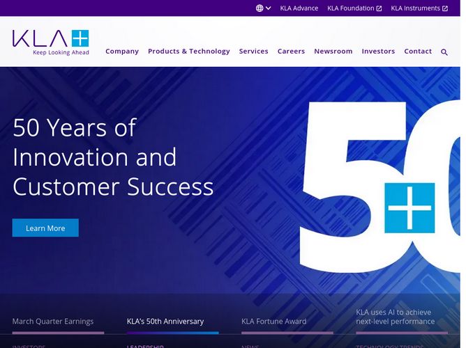 The website screenshot for http://kla-tencor.com
