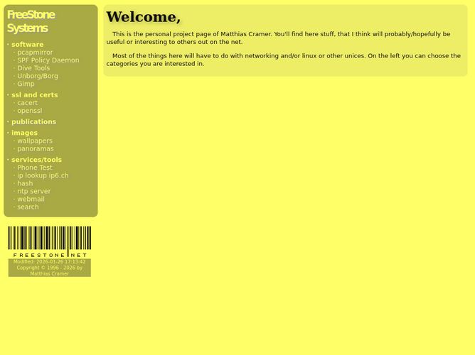 The website screenshot for http://www.freestone.net