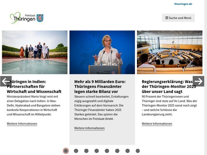 The website screenshot for https://thueringen.de/