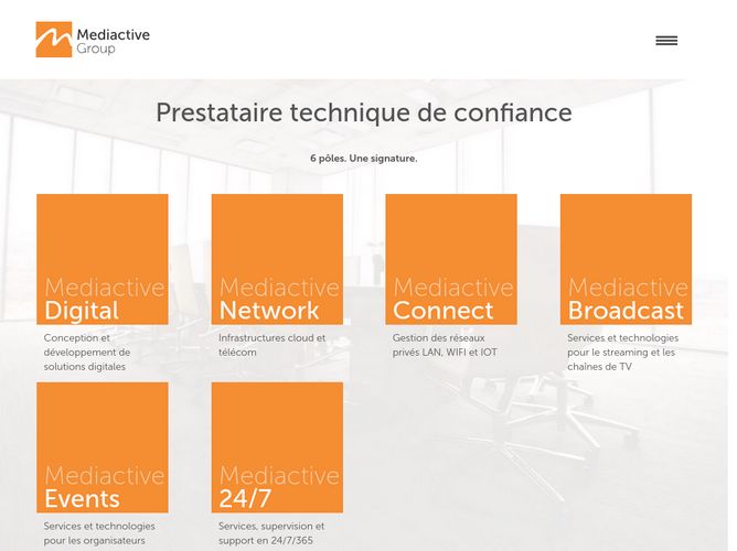The website screenshot for https://mediactivegroup.com