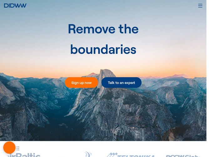 The website screenshot for https://didww.com