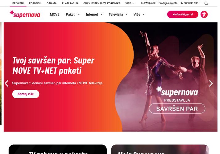 The website screenshot for https://www.supernovabih.ba/