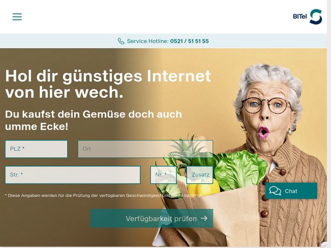 The website screenshot for http://bitel.de/
