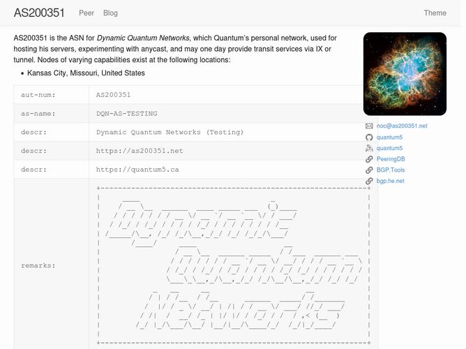 The website screenshot for https://as200351.net